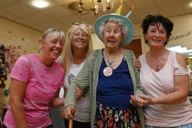 Anne Boyes celebrates her 100th birthday with an event at Wigan Central Day Centre.