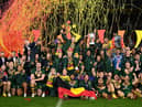 All three winning teams from the different competitions gathered on the pitch at full time of the men's final (Photo by Gareth Copley/Getty Images)
