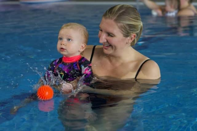 Rebecca Adlington says playing and splashing together in a pool is lots of fun