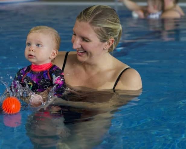 Rebecca Adlington says playing and splashing together in a pool is lots of fun