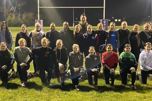 Legend Paul Sculthorpe delivered equipment to Wigan St Pats under-13s girls earlier this month