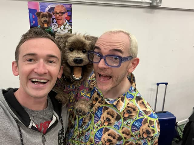 Luke Marsden with Hacker T Dog and 'manager' Phil Fletcher at the latest Wigan Comic Con