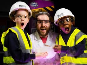 Pupils from Christ Church C of E Primary School with Turbo Tom from Mad Science.
