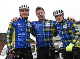 Former rugby union professional Paul Volley, centre, with Tom Leefe, left, and Adam Howell, right.
