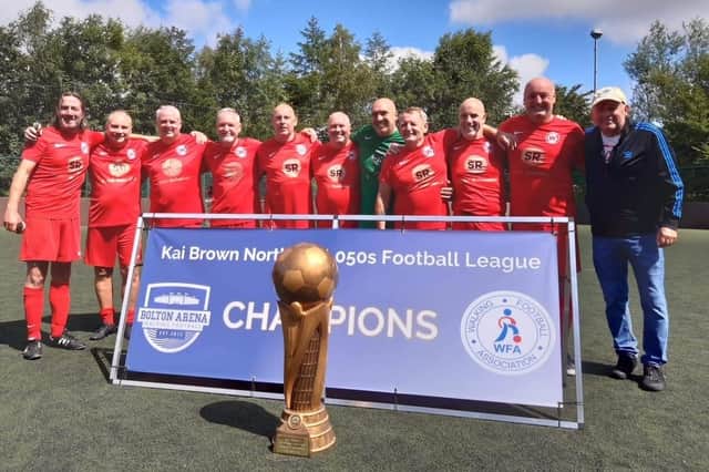 The victorious Winstanley Warriors walking football side