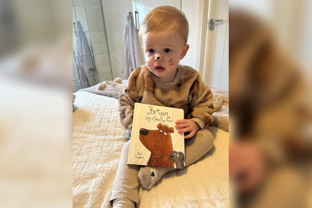 Brian the smelly bear, Reid aged 18 months