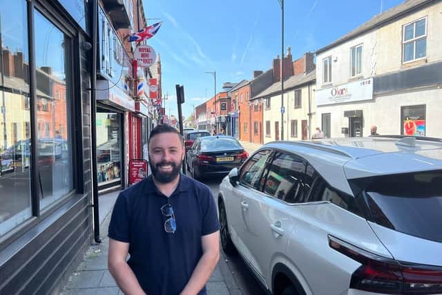 Coun James Fish on Elliott Street, Tyldesley