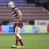 Picture by Paul Currie/SWpix.com - 24/02/2023 - Rugby League - Betfred Super League Round 2 - Wigan Warriors v Wakefield Trinity - DW Stadium, Wigan, England - Liam Farrell of Wigan Warriors