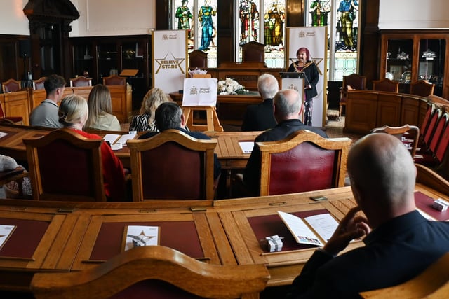 The Mayor of Wigan Coun Debbie Parkinson speaks at the event.