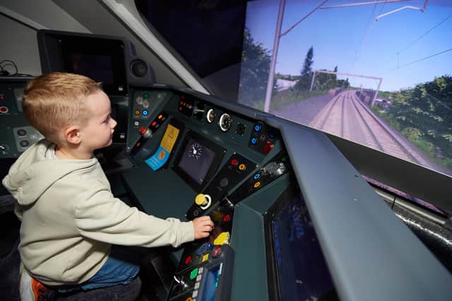 Daniel Rogerson, five, learns about driving a train