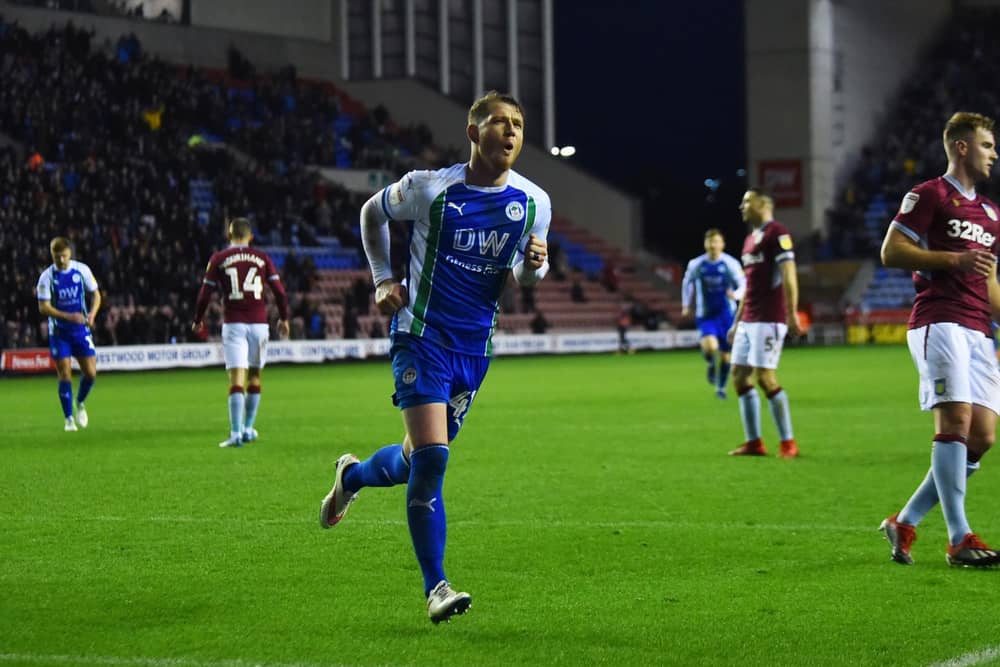 Joe Garner scoring against Aston Villa during his Latics days