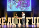 Hayley Tamaddon and Steve Royle on stage during the new programme launch for the Grand Theatre, Blackpool. Photo: Kelvin Stuttard