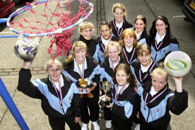 The Upholland High School Under 16 Netball squad who were runners-up in the All England Schools Netball Finals. The girls are, Kelly Bennett, Sara Bayman, Joanne Bibby, Hannah Bold, Lorraine Boothroyd, Leanne Cullen, Annabel Hilton, Stacey Murray, Cheryl Osman, Marie Ratcliffe, Sarah Sharples and Katy Tickle. Picture Frank Orrell.