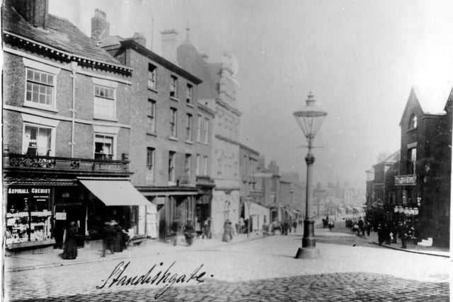 1800s - a view of old Standishgate, Wigan.