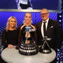 Keely Hodgkinson celebrates a unique hat-trick at the Sports Personality of the Year awards with her coaches Trevor Painter and Jenny Meadows