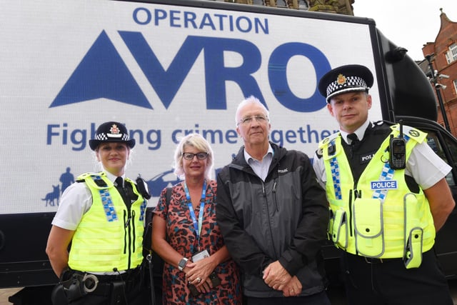 From left, Wigan's district commander Chief Supt Emily Higham, Wigan Council chief executive Alison McKenzie-Folan, leader of Wigan Council Coun David Molyneux and Assistant Chief Constable Chris Sykes.