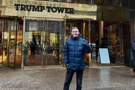 Luke Marsden outside Trump Tower in New York City