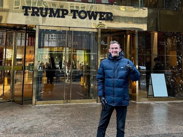 Luke Marsden outside Trump Tower in New York City