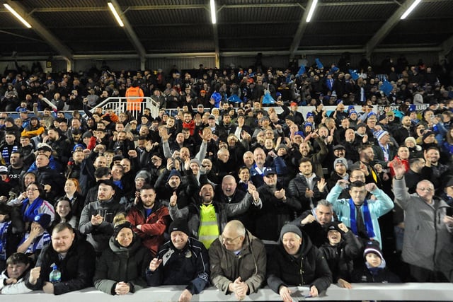 Pools supporters in anticipation of their Papa John's Trophy semi-final with Rotherham United. Picture by FRANK REID