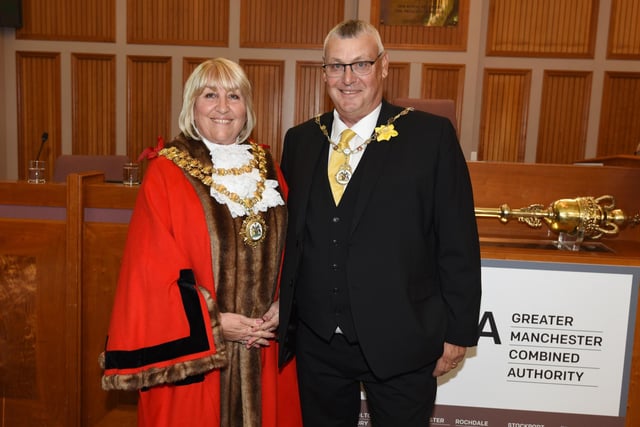 The annual Mayor Making ceremony at Wigan Town Hall, as councillors welcome the new Mayor of Wigan Coun Marie Morgan and consort Clive Morgan.