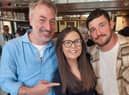 Tareq Taylor (left) with Crooke Hall regulars Jodie Molyneux and Martin Dutton