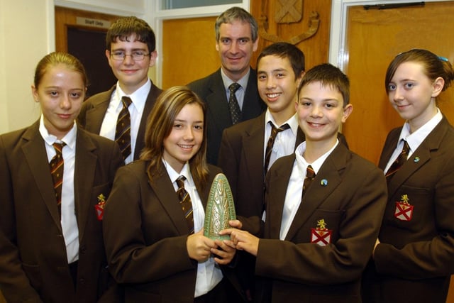 Byrchall High School Pupils who have been presented with their Citizenship Awards from Headmaster Alan Birchall they include Zara Green, Grace Tither, Andrew Whelley, Robert Lambert, Ryan Ashton and Chelsea Bassnett.