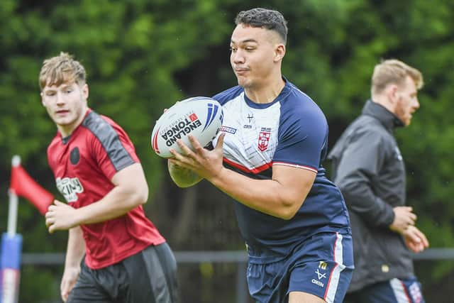 England Rugby League Training - Robin Park Arena, Wigan, England - England's Tyler Dupree