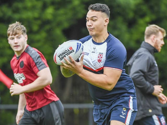 England Rugby League Training - Robin Park Arena, Wigan, England - England's Tyler Dupree