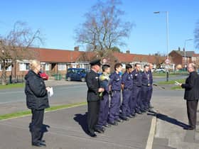 Fr Norman Price officiating at the ceremony at Hindley Fire Station