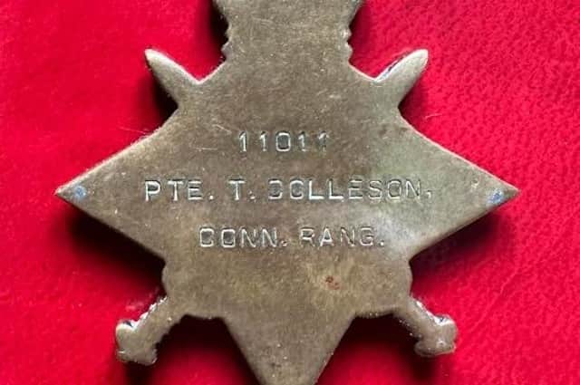 1914–15 Star medal to T Colleson of the Connaught Rangers