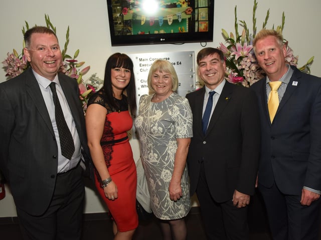 The Wigan delegation of Coun Kevin Anderson, Samantha Cross, Margaret Carter, Keith Benson and Nick Burdekin at the Britain in Bloom 2016 awards ceremony in Birmingham