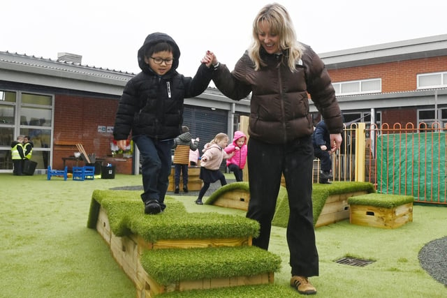 Early Years pupils at Golborne Community Primary School enjoy their new outdoor area.