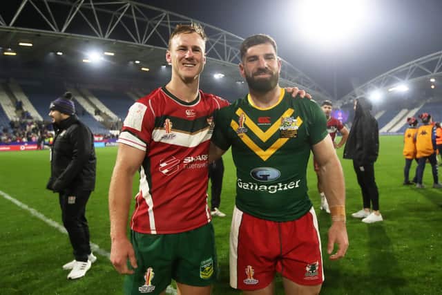 Abbas Miski with Australia's Daly Cherry-Evans (Photo by Jan Kruger/Getty Images for RLWC)