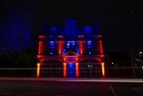 Wigan Little Theatre, which was lit up for the King's coronation