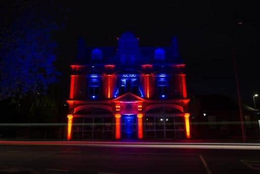 Wigan Little Theatre, which was lit up for the King's coronation