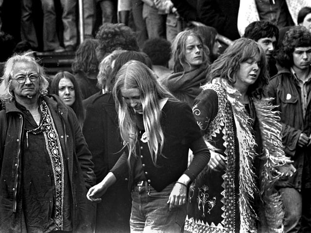 Hippies of all ages at the Bickershaw Festival in 1972.