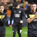 A dejected Scott Smith and Dale Taylor thank the supporters after Monday's draw at Blackpool
