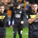 A dejected Scott Smith and Dale Taylor thank the supporters after Monday's draw at Blackpool