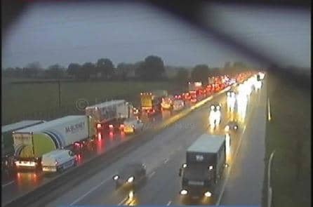 The M6 northbound in Cheshire was closed between J20 and J21 after a serious crash on Tuesday morning (November 15)