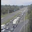 Long tailbacks on the M6 north of Wigan