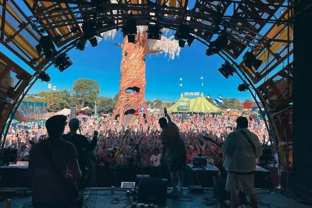 The Lottery Winners on stage at Glastonbury