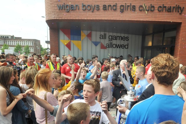 Crowds rushes into the doors at the official opening of Wigan Youth Zone.