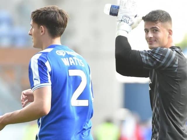 Sam Tickle celebrates Saturday's victory over Northampton with Kell Watts