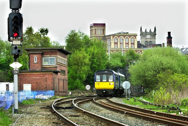 The old signal box on the Liverpool line out of Wallgate station in 2004.