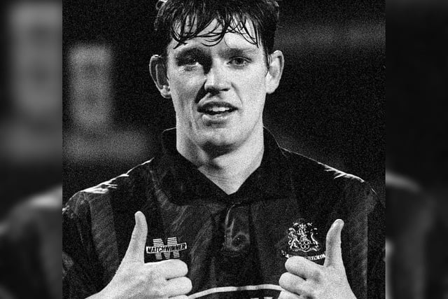 Wigan Athletic striker Pat Gavin after his goal was the 1-0 matchwinner against Scarborough in the FA Cup 2nd round match at Springfield Park on Saturday 4th of December 1993.