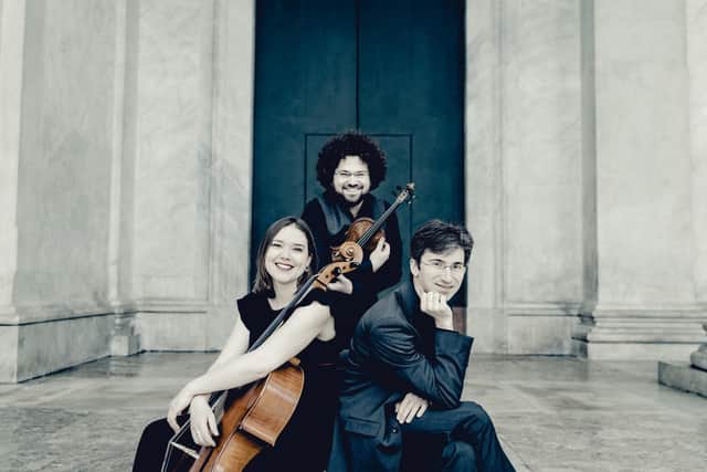 The Trio Gaspard: Nicholas Rimmer (right) with violinist Jonian Ilias Kadesha and cellist Vashti Hunter