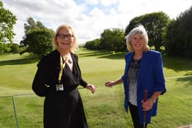 Maureen Holcroft, director of Daffodils Dreams, with Elaine Dawber, women's captain at Hindley Hall Golf Club