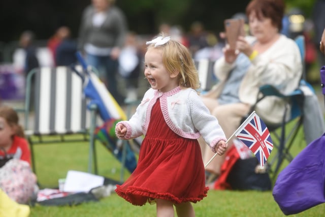 Jubilee Party at Haigh Woodland Park. 2-year-old Elvie Parkinson.