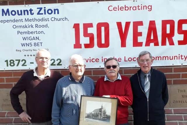 Ready to celebrate: officials of Pemberton's Mount Zion Church left to right: David Reed (treasurer), Jack Whatton (President), Bary Hart (minister), and Brian Lancaster (secretary).