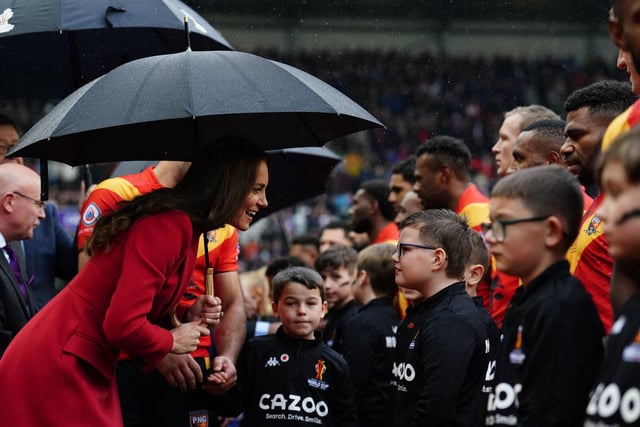 The Princess of Wales meeting the mascots